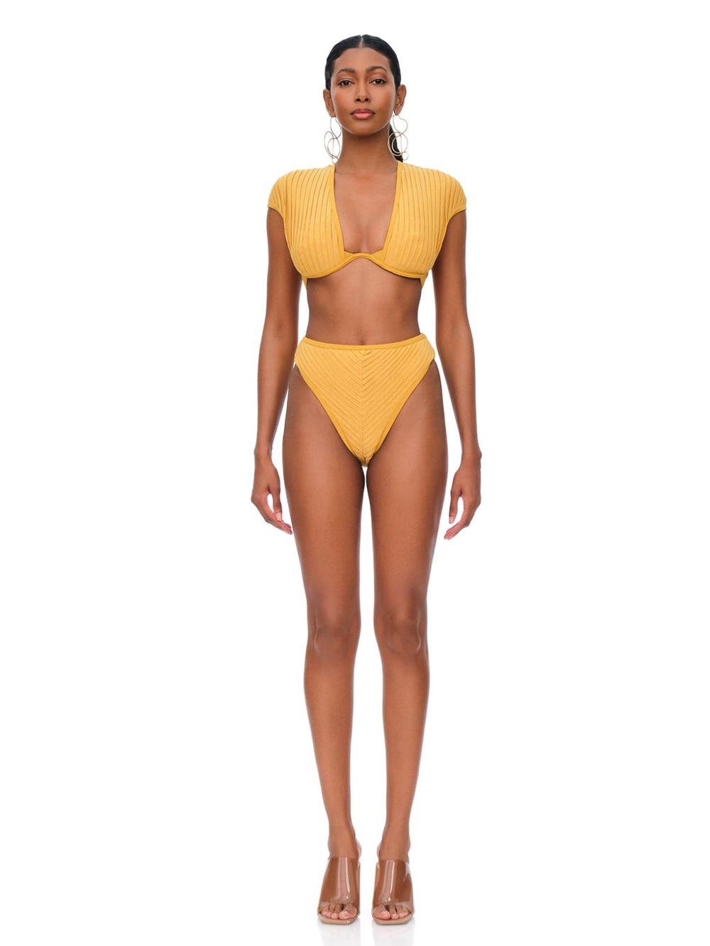 Andrea Iyamah Pura High Rise Bikini Set Mustard Size M $329 NWT